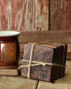 hand-crafted walnut drink coasters